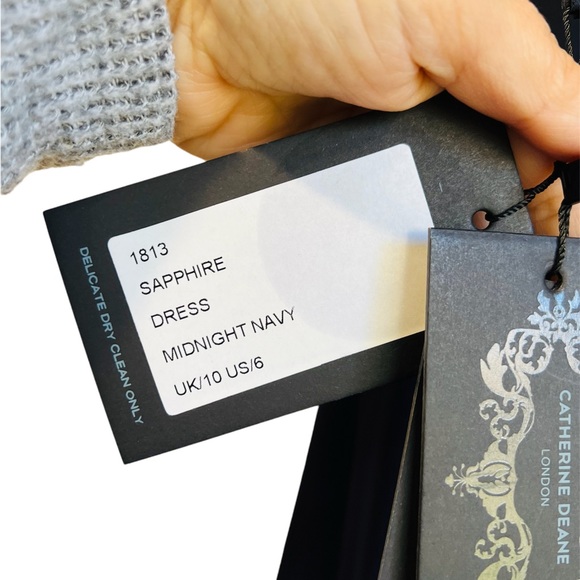 CATHERINE DEANE**Navy Leather Lace Midi Dress**US 6 $598 - Picture 7 of 8